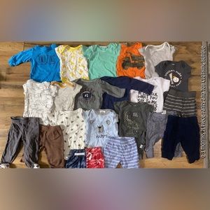 0-3 month 21 piece pants and tops baby boy clothing bundle
